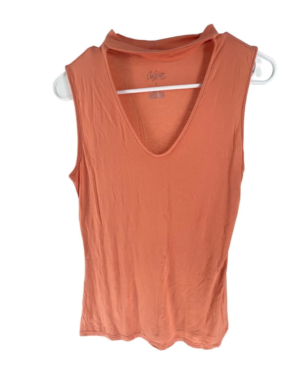 City Streets Orange Sleeveless Choker Keyhole V-Neck Top Women's Size Medium